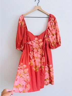 Free People Peony Babydoll Puff Sleeve Mini Dress